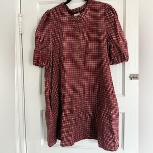 J. Crew Pink and White Plaid Flannel Dress